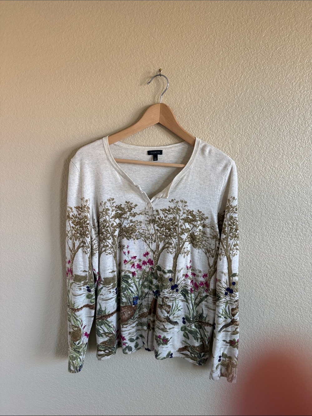Talbots print lightweight cardigan size large.